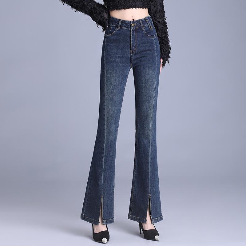パンツ レディース ハイウエスト フレア デニムパンツ 女性用 スラックス ジーパン ジーンズ ロング丈 切り替え ストレッチ 伸縮性 美脚 着痩せ 細見え 体系カバー 大きめ サイズ ゆったり お腹周り 二の腕カバー 体型カバー ロングパンツ カジュアル|新風堂