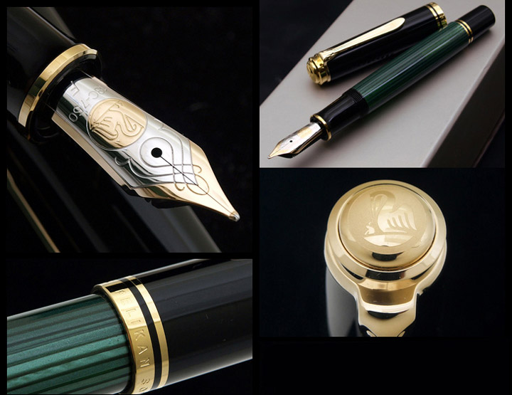 Pelikan ペリカン 万年筆 M 中字 緑縞 スーベレーン M600 正規輸入品