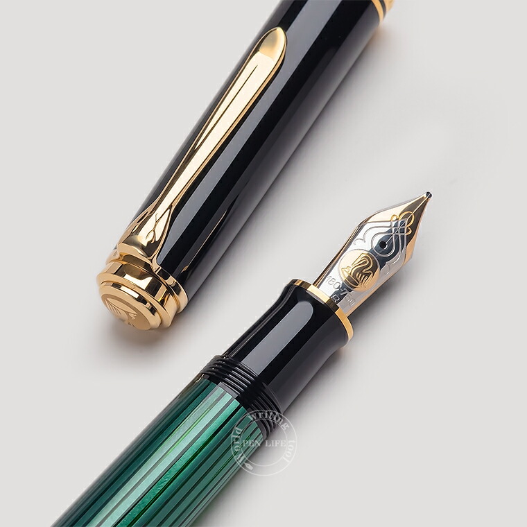 PELIKAN ペリカン M300 万年筆 グリーンストライプ 緑縞 B 太字 | www