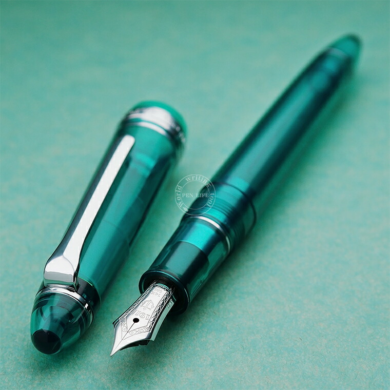 PILOT - custom74 透明軸 ターコイズブルー F字の+