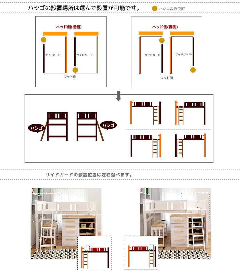 木製ロフトベッド スノコベッド ロータイプ 北欧パイン 子供 カントリー調 ハイベッド すのこベッド ベット シングル 棚 コンセント２口付 木製ベッド ゴンドラ2 Gondola2 ゴンドラ2 ロフトベッド シングル ミドル レギュラーサイズ 木製 すのこ コンセント ホワイト