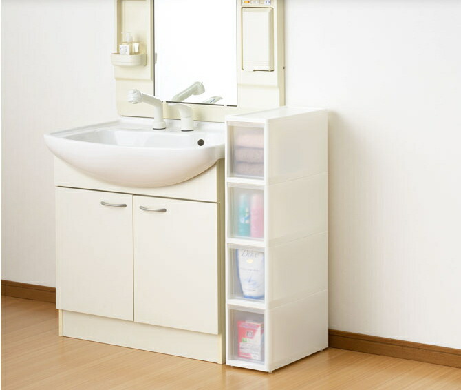 楽天市場 チェスト キッチン収納 スリムストッカー M4 ホワイト 幅18cm 収納ラック キャスター付 調味料 ペットボトル ストッカー すきま収納 洗面台収納 サニタリー収納 カウンター下収納 日本製 国産 Huonest