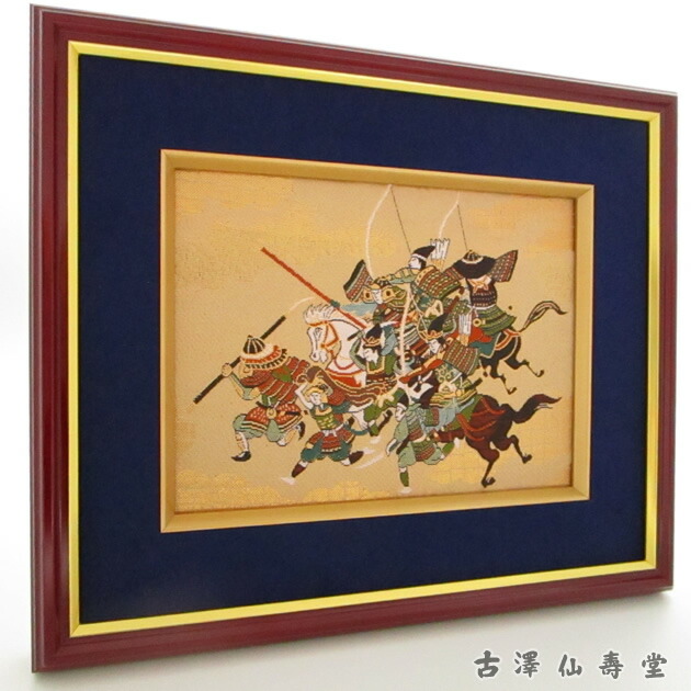 京錦額　合戦（春慶小）<BR>京都　西陣織　金襴