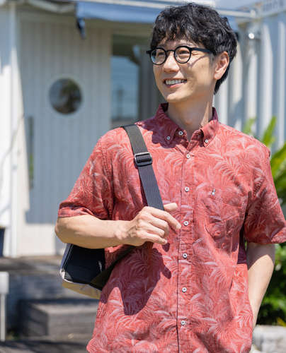 Hush Puppies（ハッシュパピー） アロハジャガード半袖ボタンダウンシャツ【キングサイズ】メンズ 半袖 父の日 差し上げ物 差し上げ物 生まれ落ちる日 お父っつぁん 成人男性 しっぺい返し