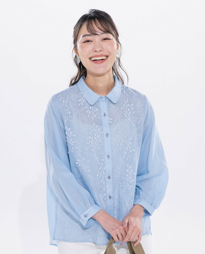 Hush Puppies（ハッシュパピー） 3D刺しゅうブラウス　レディス　7分袖