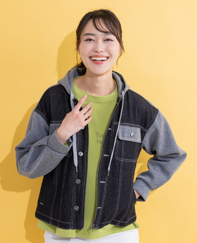 【SALE】Hush Puppies（ハッシュパピー） ジーンズうつり変わりパーカー上衣 レディス 長袖