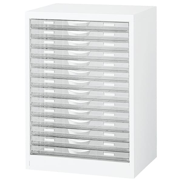 法人様押さえる 収納家具 納める STW114S-A3-WH A3用 1列・浅型14段 ナイキ（NAIKI）