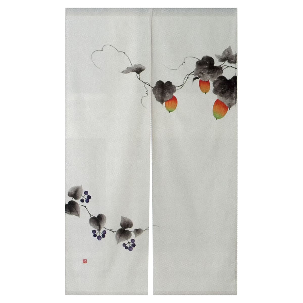 法人様限定 手描き のれん 鳥瓜と山葡萄（生成） NKH0136NK 工夫庵｜ハストネット店