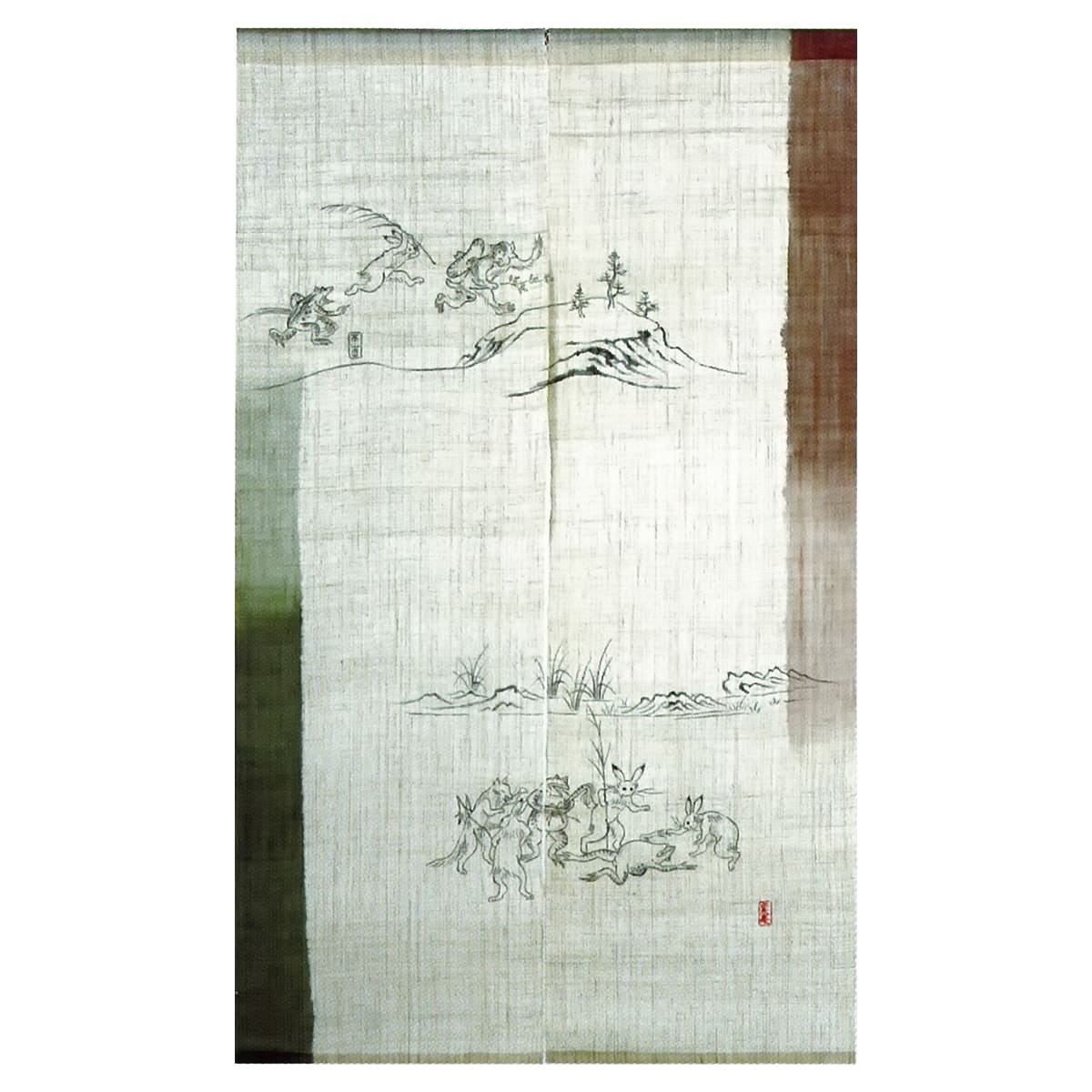 法人様押さえる 本麻 のれん 野生生物ポンチ絵 戯れ-墨付き（生み出すこと） NLH0015NK 肉体労働者庵