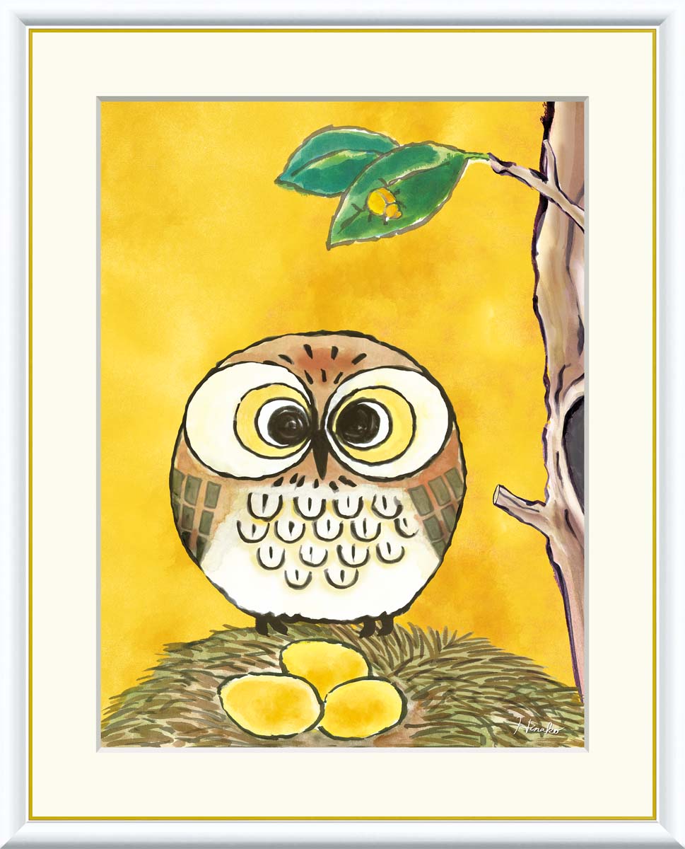 楽天市場】手描き 油絵 額入り絵画 シマフクロウ 親子 絵 絵画 F4