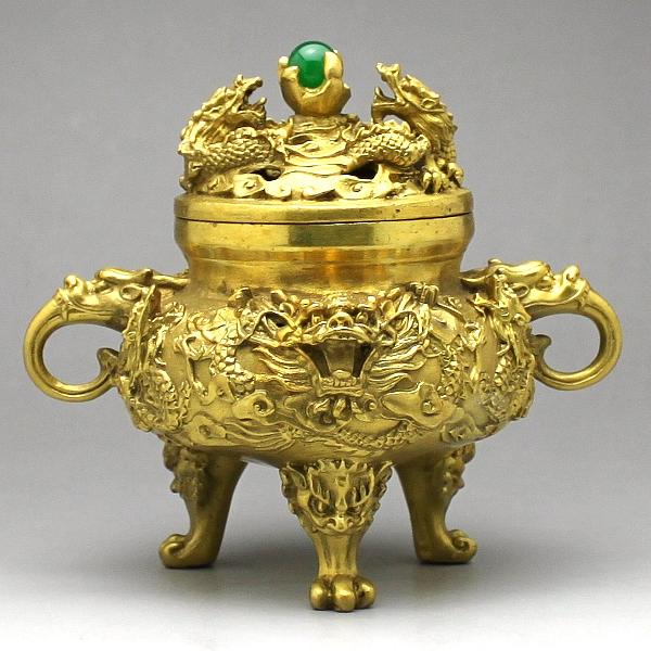 ＼31日まで15％OFFクーポン／ 龍の置物 風水 龍 置物 金 風水グッズ 玄関 四本爪 金龍 宝珠 干支の辰置物 干支の置物 竜開運祈願 金運祈願 楽天 父の日 ギフト 2025 【銅製 九頭龍 香炉 小】<br>