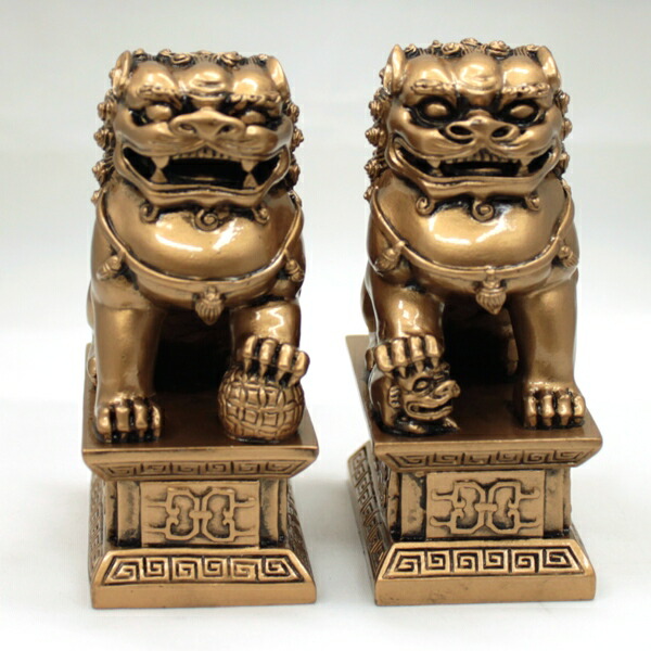 楽天市場】【魔除け!真鍮製の獅子の置物[2体セット]】開運風水グッズ