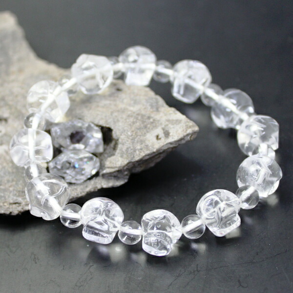 楽天市場】数珠ブレスレット 髑髏彫り（大） 本水晶【数珠