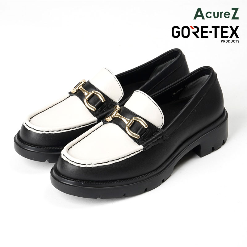 パンプス AcureZ 3E ヒール 4.5cm asics [ ブラック オフホワイト アキュアーズ レディース アシックス GORE-TEX ゴアテックス 防水 雨 雨靴 梅雨 ビットローファ ローファ ラウンドトゥ チャンキーヒール 靴 コンフォートシューズ 外反母趾に良い 外反母趾 母趾 ]