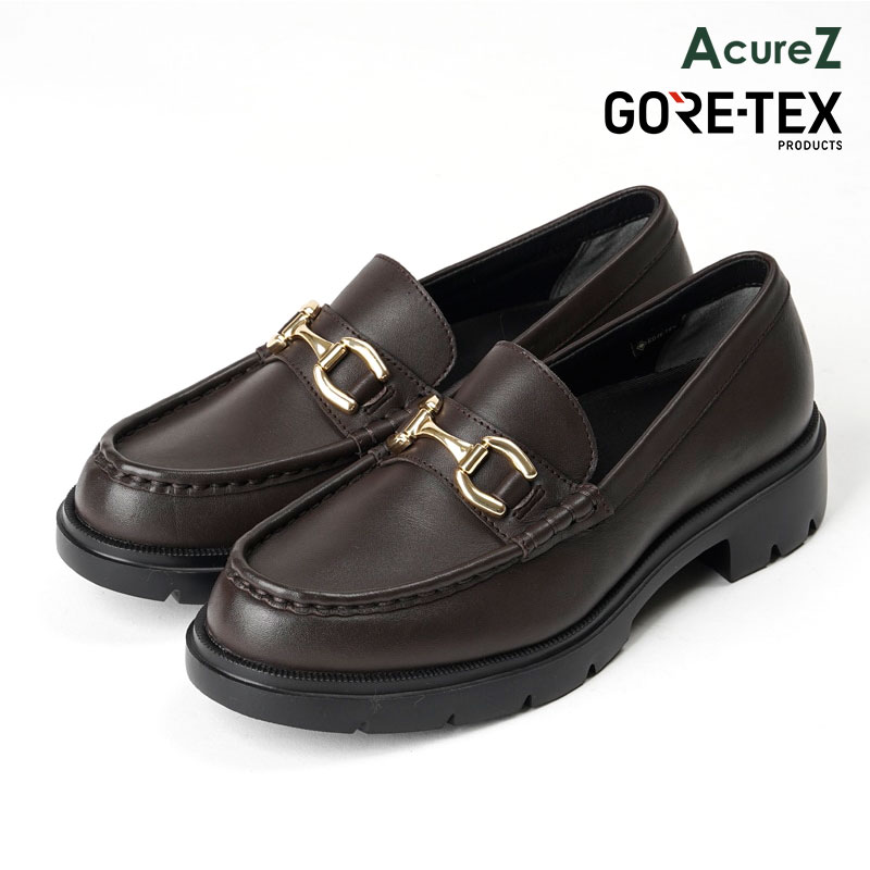 パンプス AcureZ 3E ヒール 4.5cm asics [ コーヒー アキュアーズ レディース アシックス GORE-TEX ゴアテックス 防水 雨 雨靴 梅雨 ビットローファ ローファ ラウンドトゥ チャンキーヒール 靴 コンフォートシューズ 外反母趾に良い 外反母趾 母趾 レザー 本革 牛革 ]