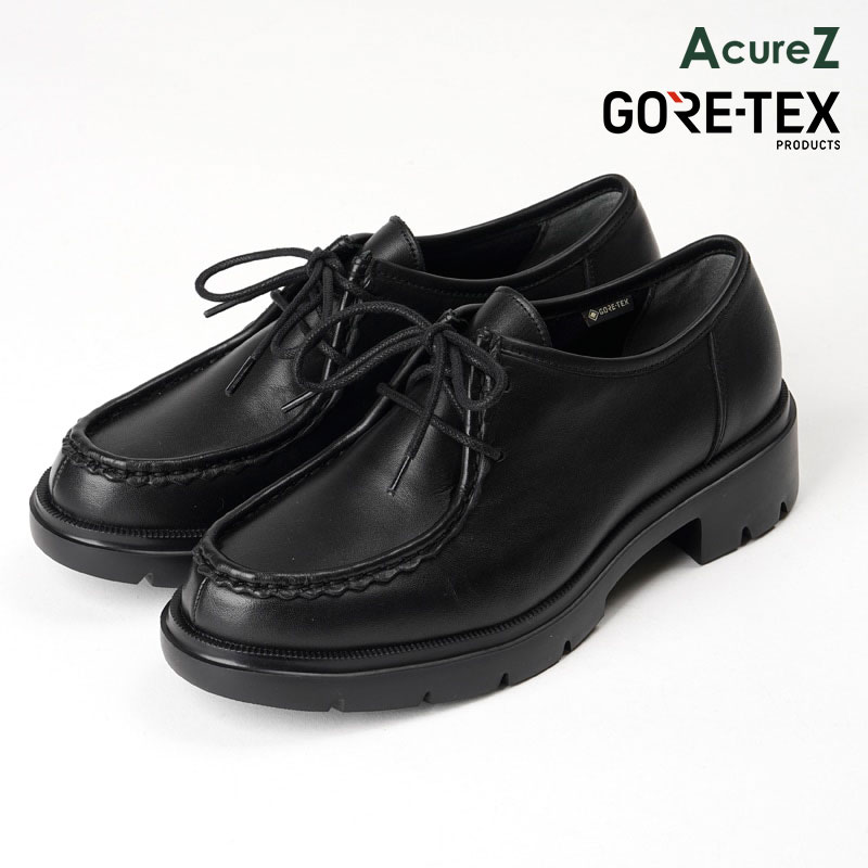 ローファー AcureZ 3E ヒール 4.5cm asics [ ブラック アキュアーズ レディース アシックス GORE-TEX ゴアテックス 防水 雨 雨靴 梅雨 チロリアンシューズ ラウンドトゥ チャンキーヒール 靴 コンフォートシューズ 紐 紐靴 レースアップ 外反母趾に良い 外反母趾 母趾 ]