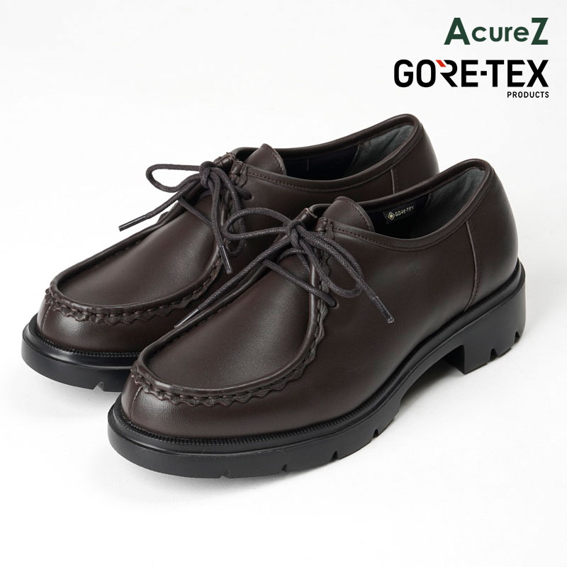 パンプス AcureZ 3E ヒール 4.5cm asics [ コーヒー アキュアーズ レディース アシックス GORE-TEX ゴアテックス 防水 雨 雨靴 梅雨 チロリアンシューズ ラウンドトゥ チャンキーヒール 靴 コンフォートシューズ 紐 紐靴 外反母趾に良い 外反母趾 母趾 レザー 本革 牛革 ]