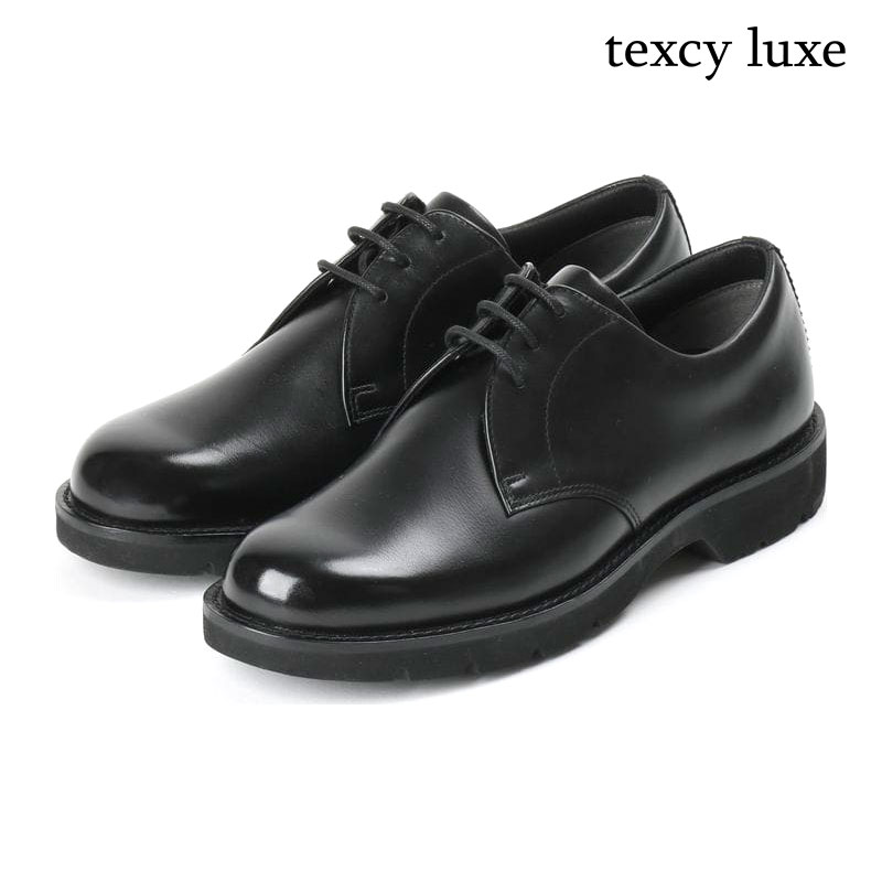 ビジネスシューズ texcy luxe 1E asics [ ブラック テクシー リュクス メンズ アシックス プレーントゥ ラウンドトゥ 外バネ 外羽根 靴 コンフォートシューズ 革靴 レザー 本革 メッシュ 通気性 消臭 抗菌 衝撃緩和 クッション ]