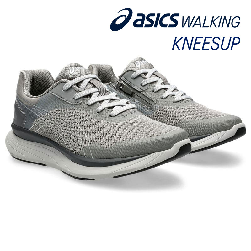ウォーキングシューズ KNEESUP 4E asics [ グレー シルバー ニーズアップ メンズ アシックス ラウンドトゥ 靴 スニーカー コンフォートシューズ 紐 紐靴 レースアップ 膝に優しい O脚にお悩み 転びにくい 転び ころび 外反母趾 メッシュ 衝撃緩和 クッション ]