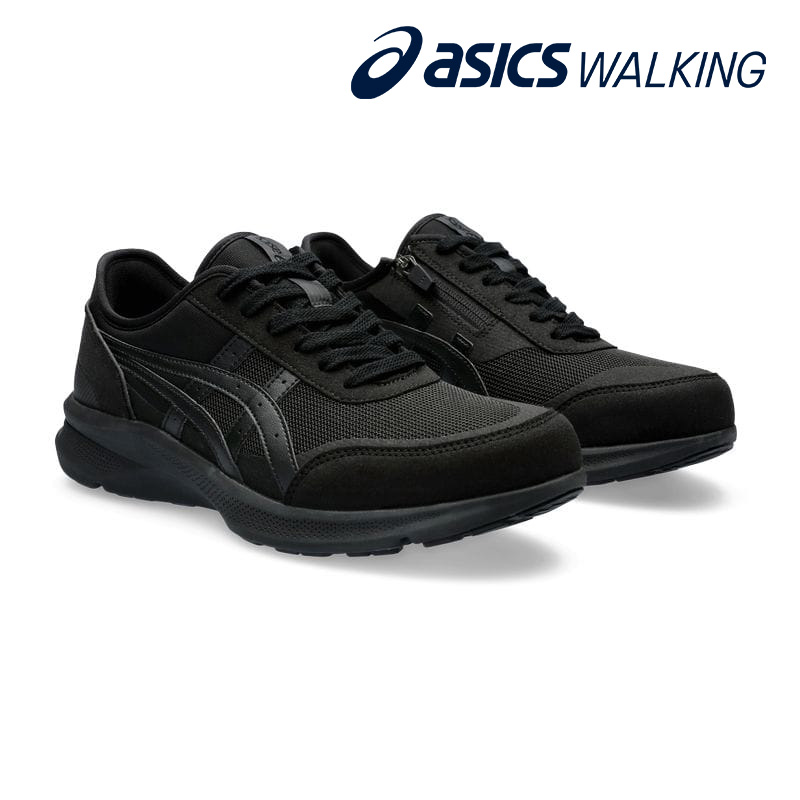 ウォーキングシューズ HADASHIWALKER WELLNESS WALKER 3E asics [ ブラック ハダシウォーカー ウェルネスウォーカー メンズ アシックス ファスナー メッシュ 通気性 ファスナー 脱ぎ履き 楽 耐久性 スポーツ ラウンドトゥ 靴 スニーカー コンフォートシューズ 紐 紐靴 ]｜ビジネスシューズのシューカフェ