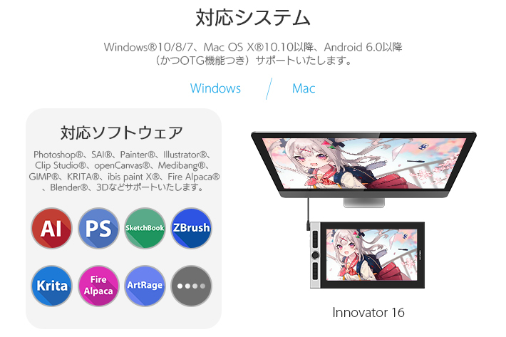 XPPen 超薄型液タブ フルラミネーション液晶ペンタブレット Innovator