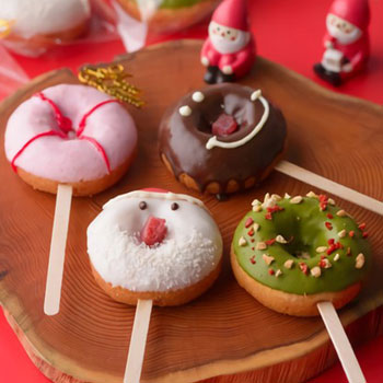 ウフフ「サンタのドーナツセット ミニドーナツバー パーティセット(7本)[ご自宅用簡易包装]」：クリスマスパーティやギフトに!