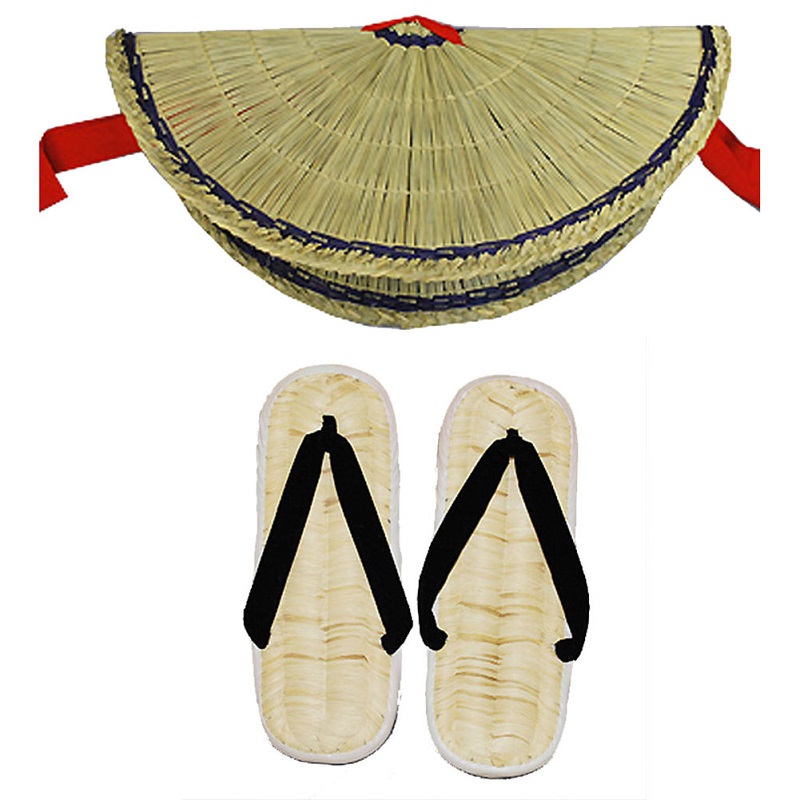 キシモト靴店：おわら風の盆「タイア草履(成人男性)×編み笠仕掛ける」(M･L･LL)