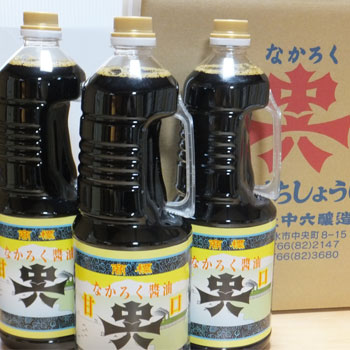 中六醤油「甘口醤油 ハンディボトル1.8Ｌ 6本箱入」 富山のご当地醤油
