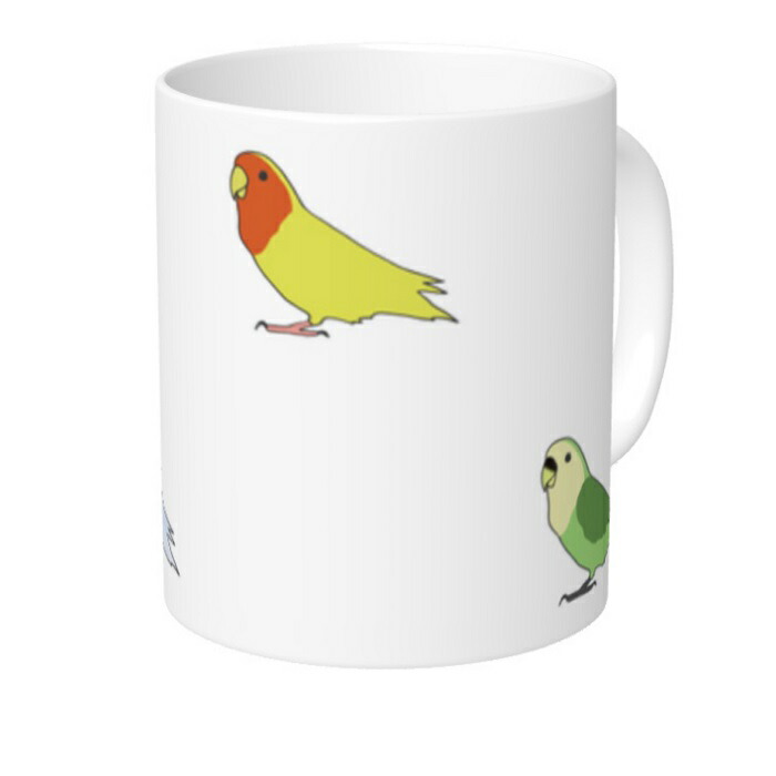 インコ マグカップ 鳥 可愛い 雑貨 食器 大 Mug マグ 小鳥 横向きコザクラインコ 大きい 鳥好き コーヒーカップ コップ キッチン