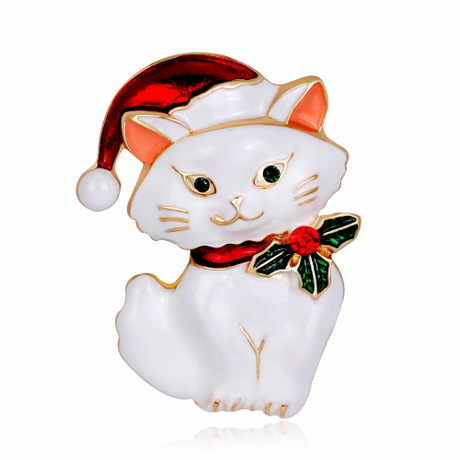 楽天市場 クリスマス サンタ帽 猫 ネコ ブローチ 白猫 ティファニーブルーのギフトポーチ付き Aquarius
