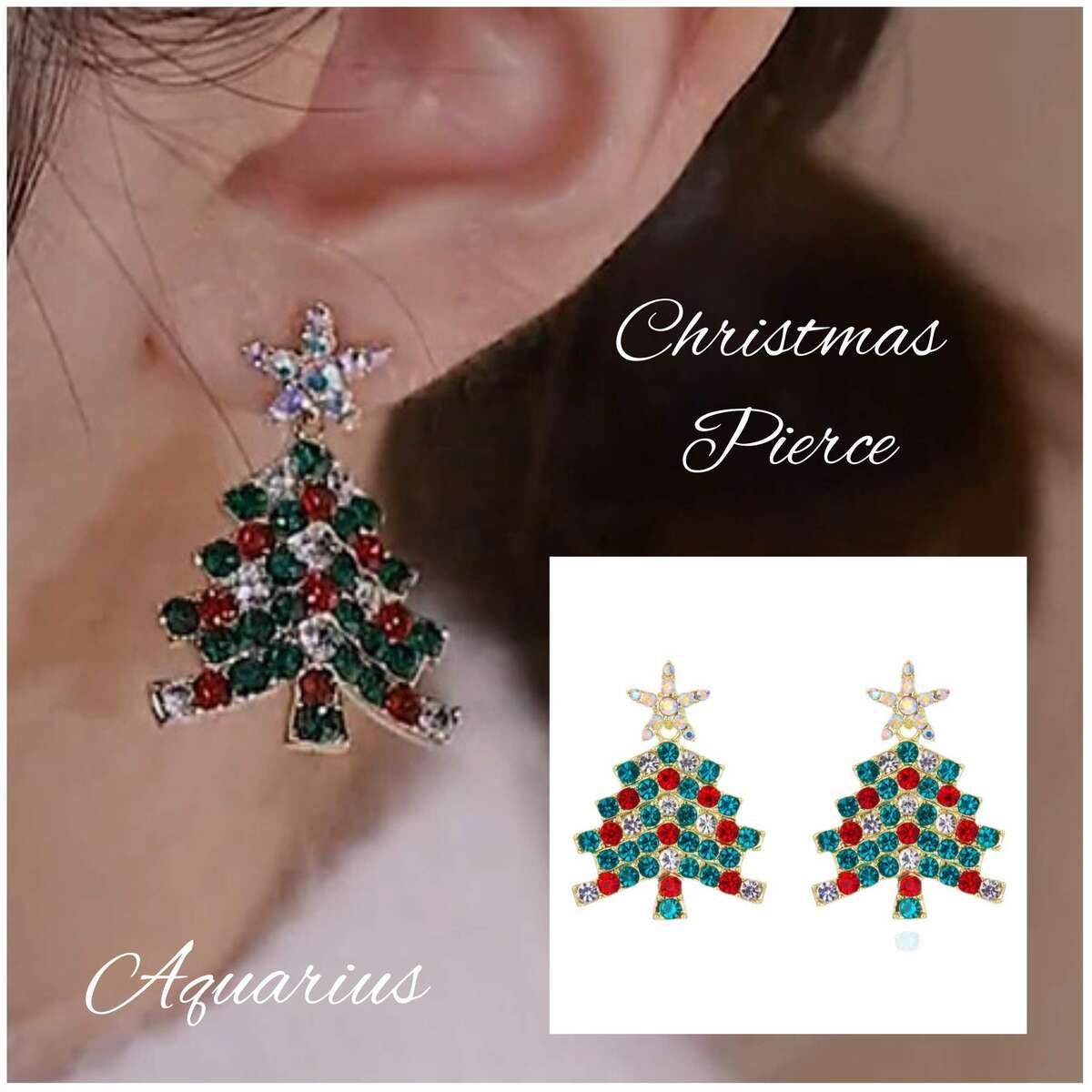 楽天市場】デザインピアス クリスマスツリーのピアス 16×40mm（1