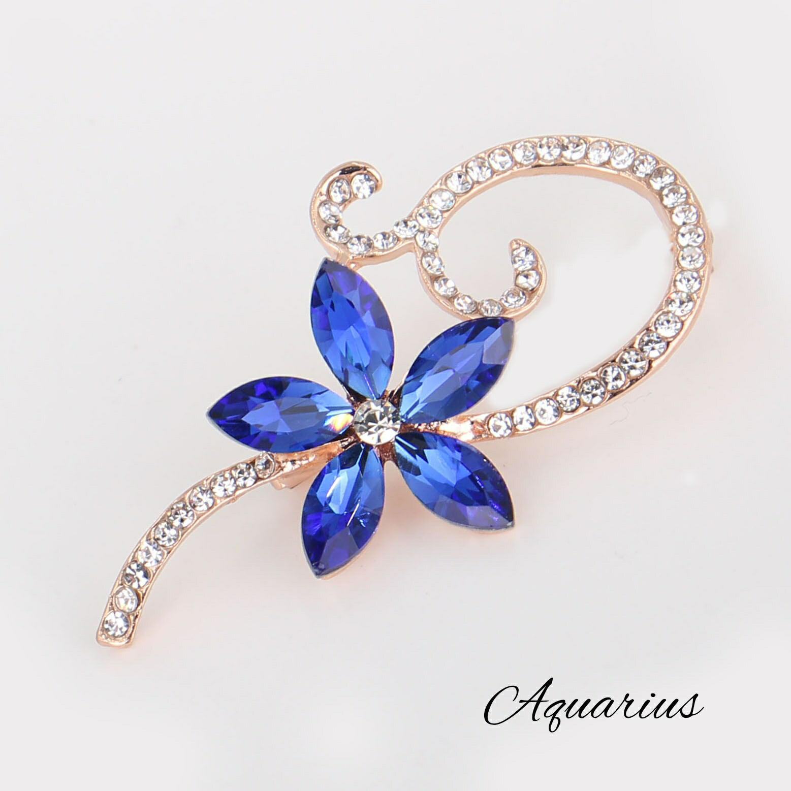 楽天市場】スワロフスキー ブルー フラワー ブローチ : Aquarius