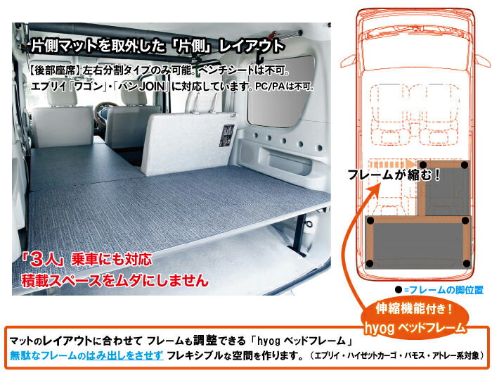 エブリイワゴンベッドキット荷室棚DA17Wロングサイズパンチカーペット