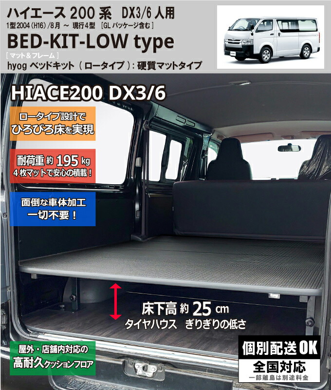 ハイエースベッドキット 荷室棚 ロータイプ 低床 0系 標準dx3 6人用 硬質マットタイプ 高さ25cmから35cmまで Lunarhomesdurgapur Com