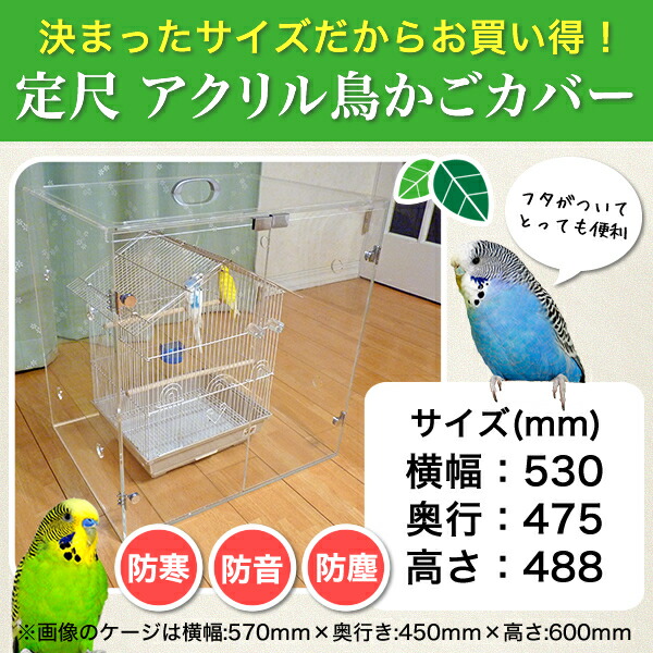 鳥かご カバー W530 D475 H4 アクリル 防音 防塵 保温 アクリル オカメインコ バードケージ カバー セキセイインコ オカメインコ 文鳥 小鳥 温度 透明 クリア 観音扉 両開き アクリルケージ ケージカバー ゲージカバー 鳥籠 バードゲージ アクリルケース ペット
