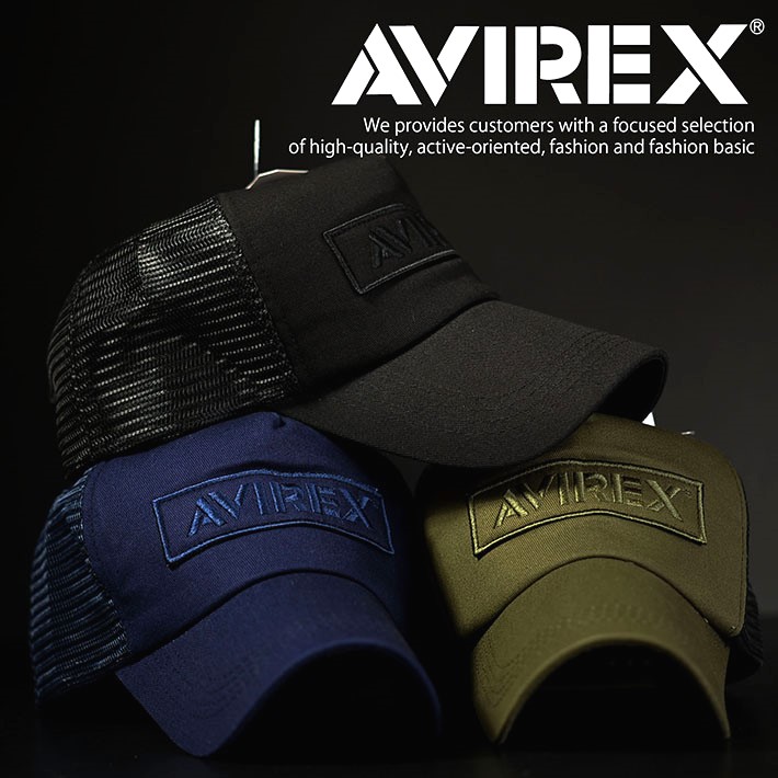 楽天市場 ポイント10倍 速攻配達 送料無料 Avirex メッシュキャップ 帽子 ブランド メンズ レディース ロゴ刺繍 おしゃれ かっこいい キャップ アビレックス カーキ ネイビー ブラック 黒 紺 Hype