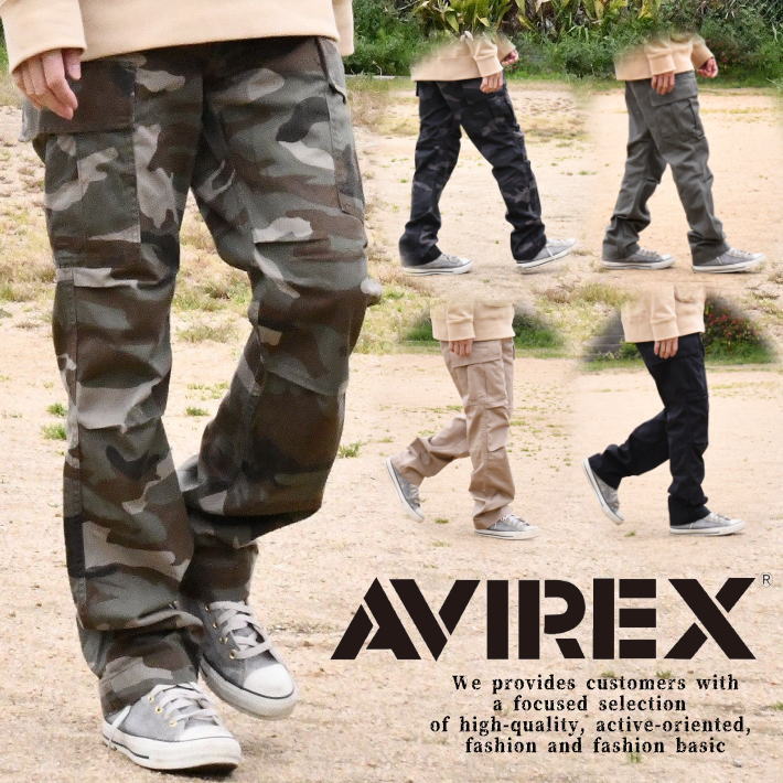 AVIREX カーゴパンツ メンズ ブランド ボトムス ファティーグパンツ アビレックス BASIC FATIGUE PANTS Y_U ★REVM 6126129 ミリタリー 迷彩 カモフラ 送料無料|HYPE