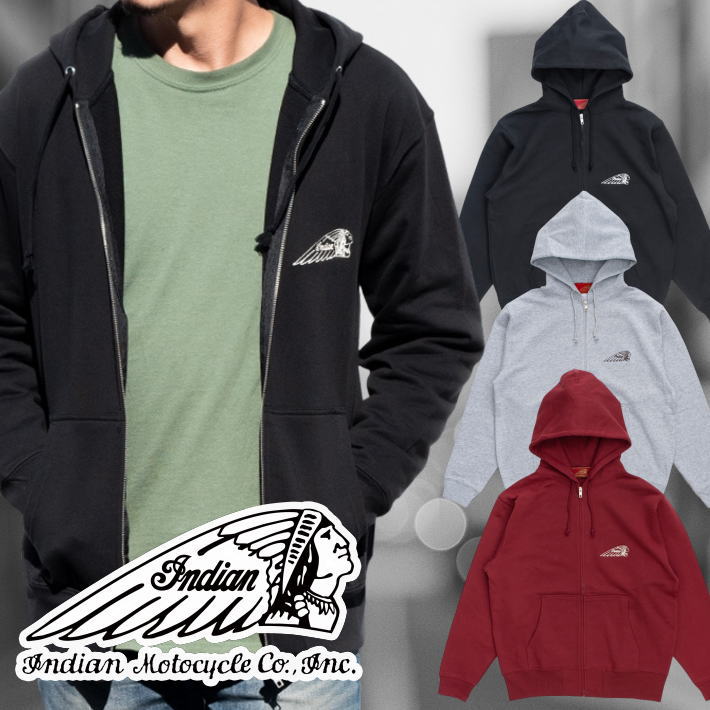 Indian Motocycle 北米インディアン パーカー ジップパーカー メンズ レディース 集積回路-2653 7986584  Basic Zip-up Hoodie Headmark Logo ロゴタイプ刺しゅう ブランド名 分かりやすい 貨物輸送無料