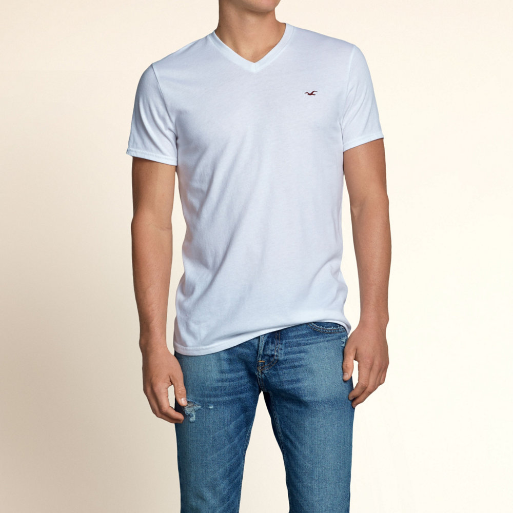 hollister mens v neck t shirts