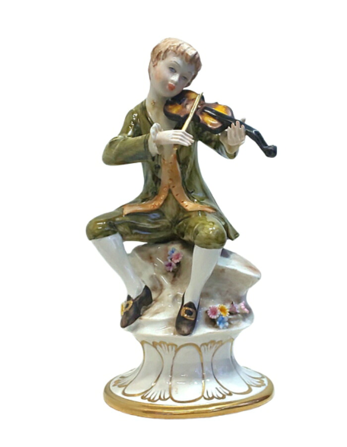 陶器 置物 カポディモンテ Capodimonte フィギュリン セラミック ポーセリン イタリア製 バイオリンを弾く少年 オブジェ ハンドメイド ヨーロピアン アンティーク ロココ調 ロマンチック 姫 クラシック 輸入雑貨 ギフト 送料無料|輸入家具 雑貨 ハイパードリーム