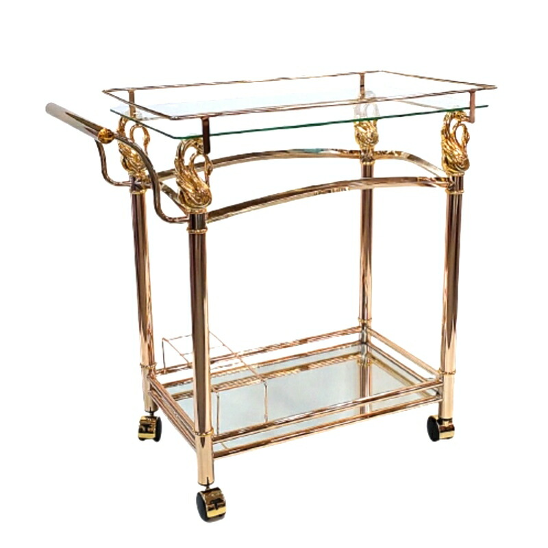 ワゴン キャスター付 ワゴン ゴールド トロリー ミラーワゴン 2段 ワゴン キャスター付 ワゴン ゴールド トロリー ミラーワゴン 2段