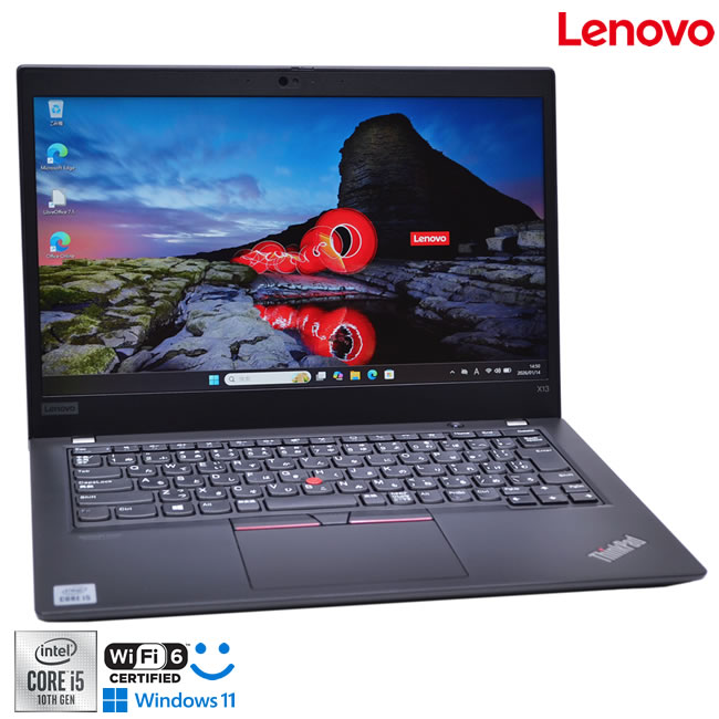 顔公証 Wi-Fi6 盛りだくさん固定ディスク Lenovo ThinkPad X13 第10時人 Core i5 10310U M.2SSD256G 記憶装置8G Web写真機 USBType-C Windows11【中古】