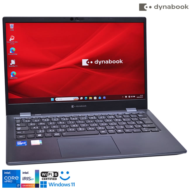 Core i7 1185G7 IrisXe Wi-Fi6 顔証明 dynabook G83/HU 記憶装置16G M.2SSD512G Web写真機 USBType-C 13.3型 可動性 Windows11【中古】