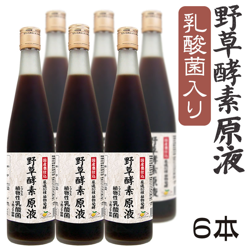 【まとめ買い格安】野草酵素 原液 80種の野菜果物 添加物不使用 乳酸菌入り 和漢植物を熟成発酵 酵素 500mlｘ6本