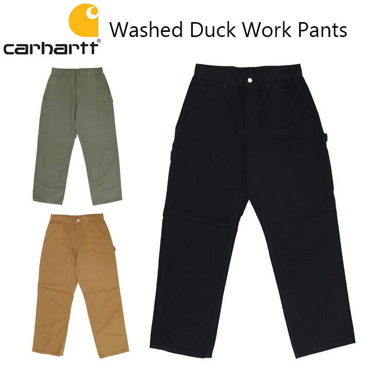 Carhartt カーハートB11 Washed Duck Work Dungaree ウォッシュドダックワークペインターパンツ ロングパンツ ワークパンツ 長ズボン ストレッチ メンズ レディース ブラック ネイビー ワンポイント ロゴ B11 プレゼント ギフト 通勤 通学 送料無料