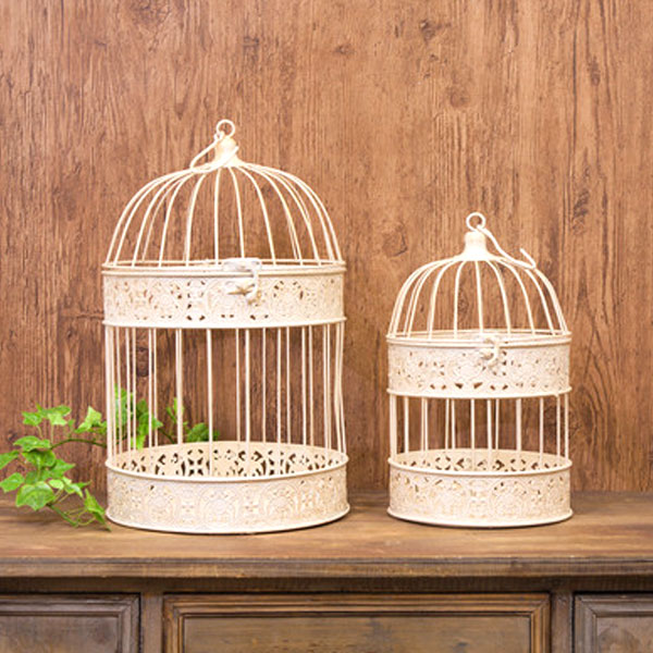 楽天市場 鳥かご バードケージ アンティーク調 金属 おしゃれ フラワーアレンジメント ガーデニング ディスプレイ アイアン インテリア 大小2セット まくらステーション イプノス