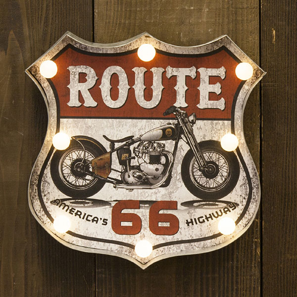 業務看板 アメリカンクラシック LED Sign サイン ROUTE 66 Motorcycle リビングスタジオ 直輸入 看板 ビンテージ アンティーク おしゃれ ガレージ 輸入雑貨 American Classic LED Sign