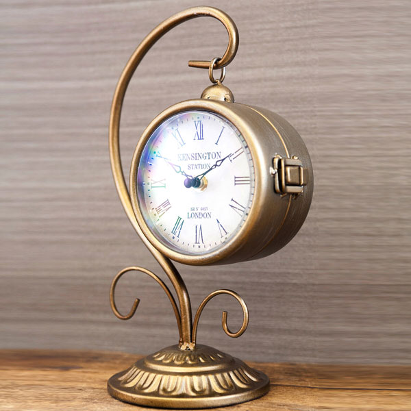 アンティーク調【両面時計】ステーションクロック スタンド時計 ホワイト 楽天市場】両面時計 スタンド 時計 大きい ステーションクロック