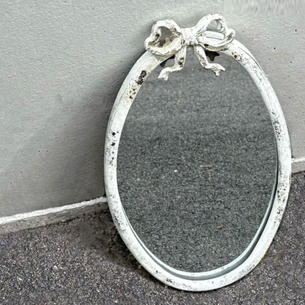 楽天市場】フレンチリボン オーバル ウォールミラーミラー リボン