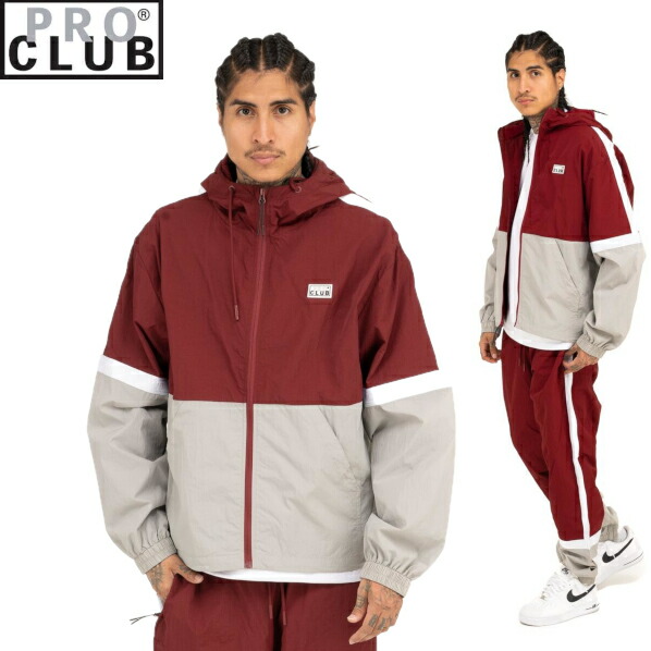 【11PC0303】PRO CLUB SYMMETRY TRACK JACKET (プロクラブ) ナイロントラックジャケット ヒップホップ衣装 ダンス 衣装 S~3XL PROCLUBメンズアウター ジャケットメンズ 大きいサイズ ジャケット LL 2L 3L 4L 5L|hysydefashion